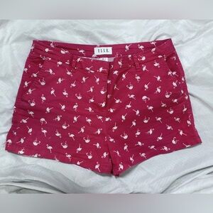 ELLE Pink Flamingo Pattern Chino Shorts size 10.